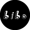 Circular black logo with the word 'bibo' in white lettering